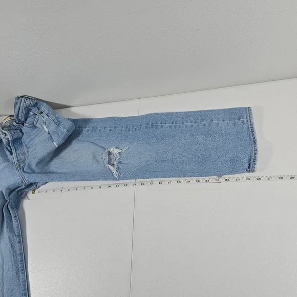 Levis Premium Ribcage Straight Ankle Jeans Womens 26 Light Wash Distressed 72693 - Picture 4 of 12